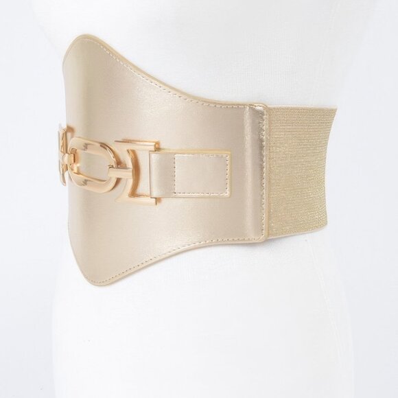 Faux Leather Wide Elastic Belt - Picture 3 of 5